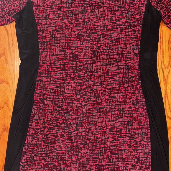 LAUREN RALPH LAUREN 18W Red Black Print Jersey Ruched Gathered Slimming - Picture 6 of 7